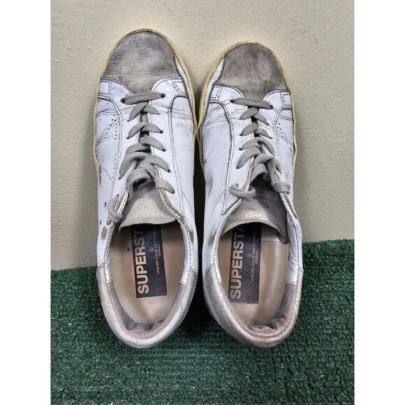 GOLDEN GOOSE SuperStar White Leather Suede Sneakers Perforated Stars EU 38 US 8 - Picture 5 of 15
